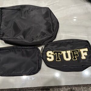 Amazon Black Cosmetic Bag with STUFF Embroidery